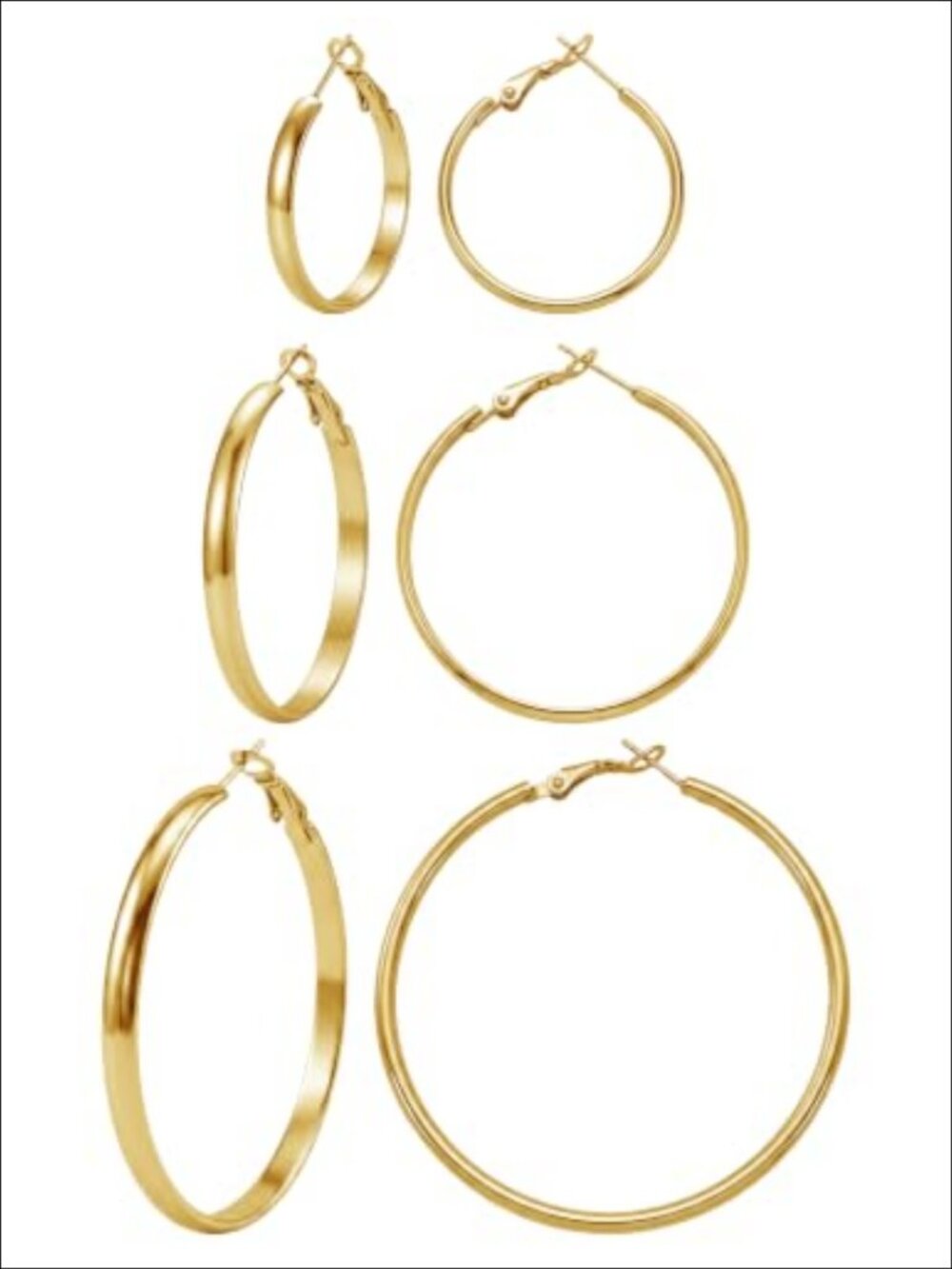 3 Pairs 4mm Wide Gold Hoop Earrings Set Hypoallergenic Stainless Steel